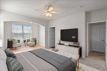 Luxurious bedroom with tv